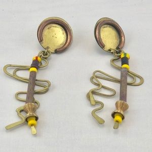 Brass and bead handmade earrings.